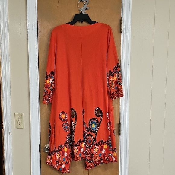 Orange Floral Open Front Cardigan - Picture 9 of 13